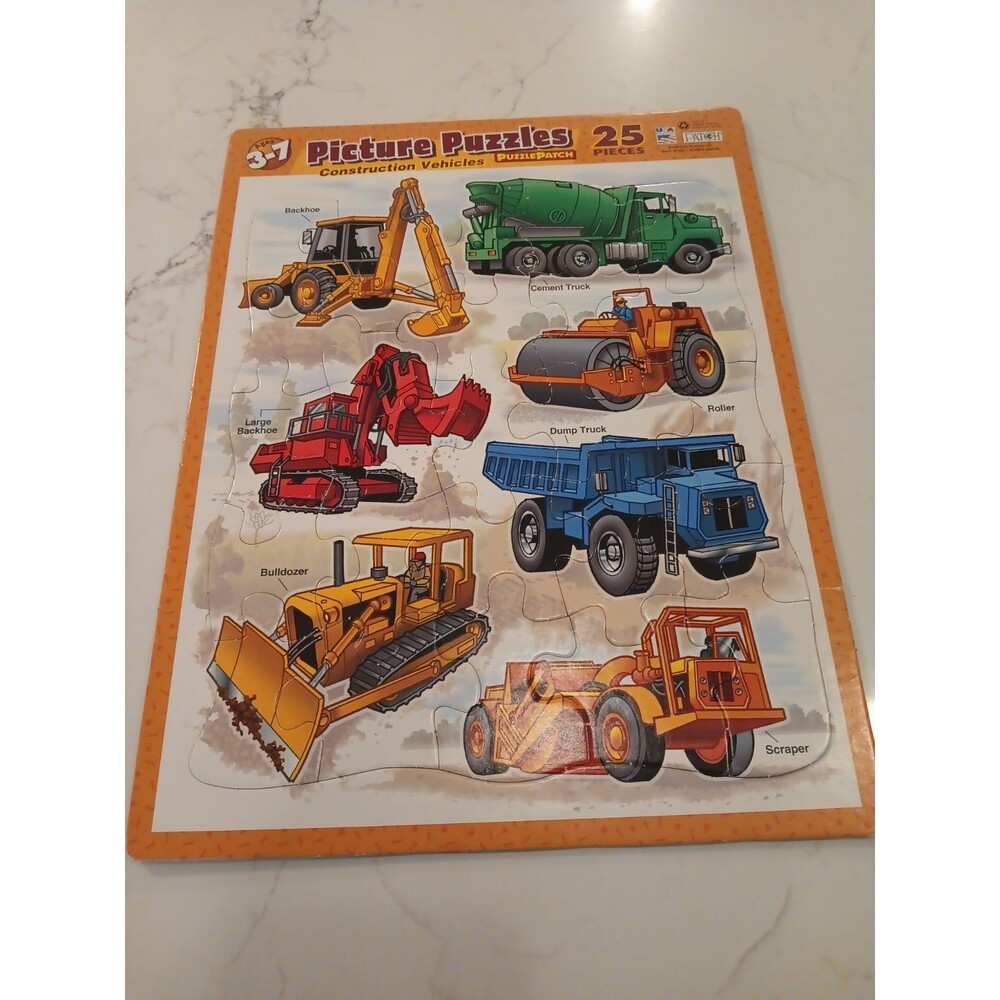 Picture Puzzle Patch 25 Piece Construction Vehicles Complete